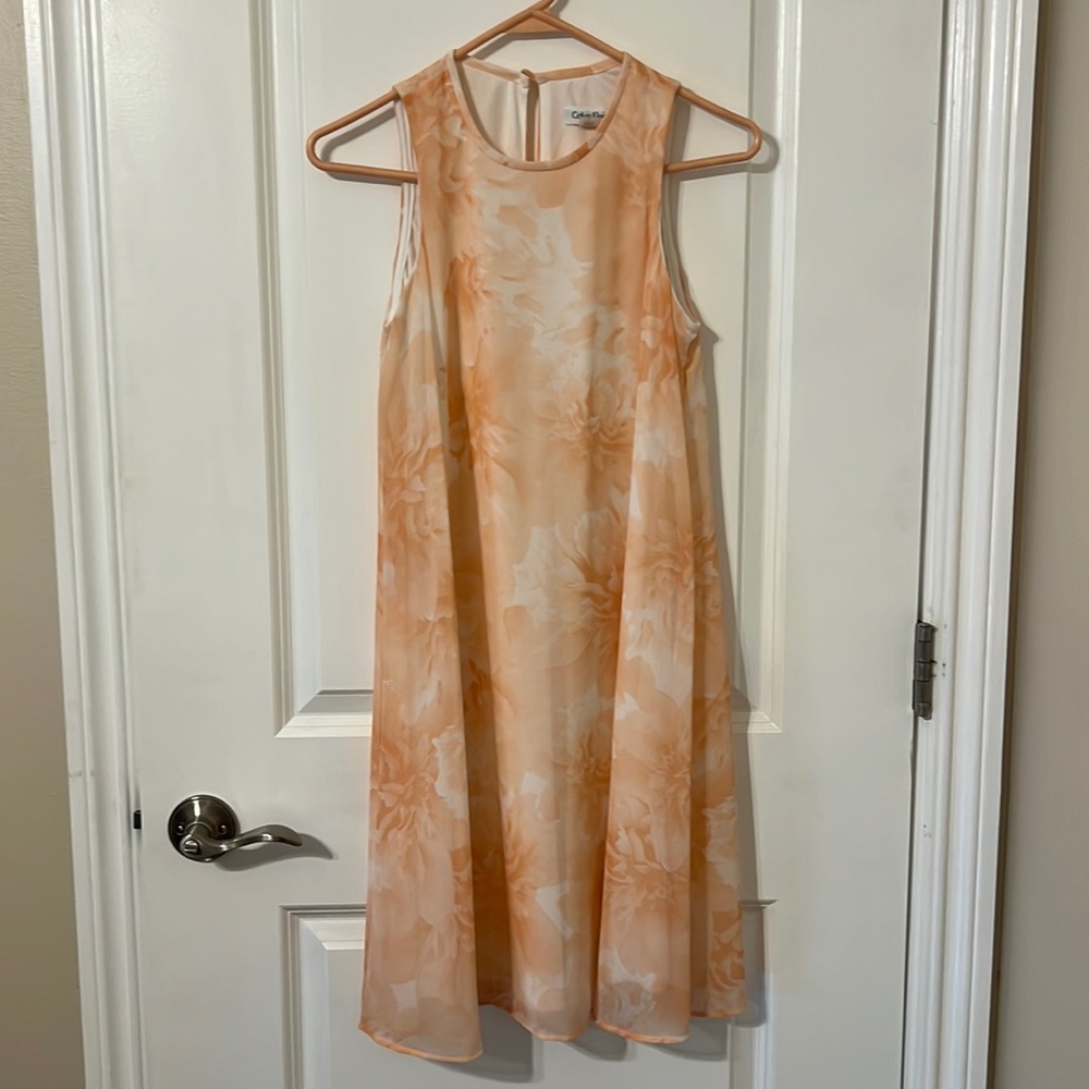 Calvin Klein floral dress. Color: Peach/light pink. Size: 2